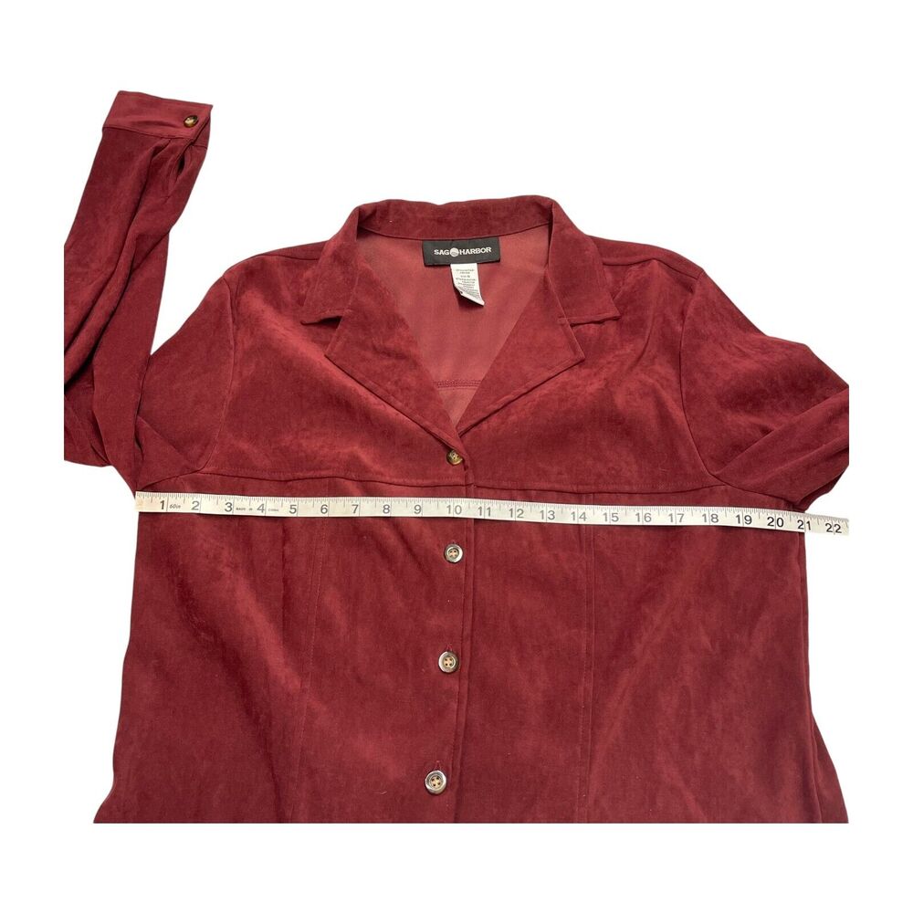 Sag Harbor 2-Piece Skirt Suit Women's 16 Maroon Stretch Collared Elastic Waist - Picture 5 of 12